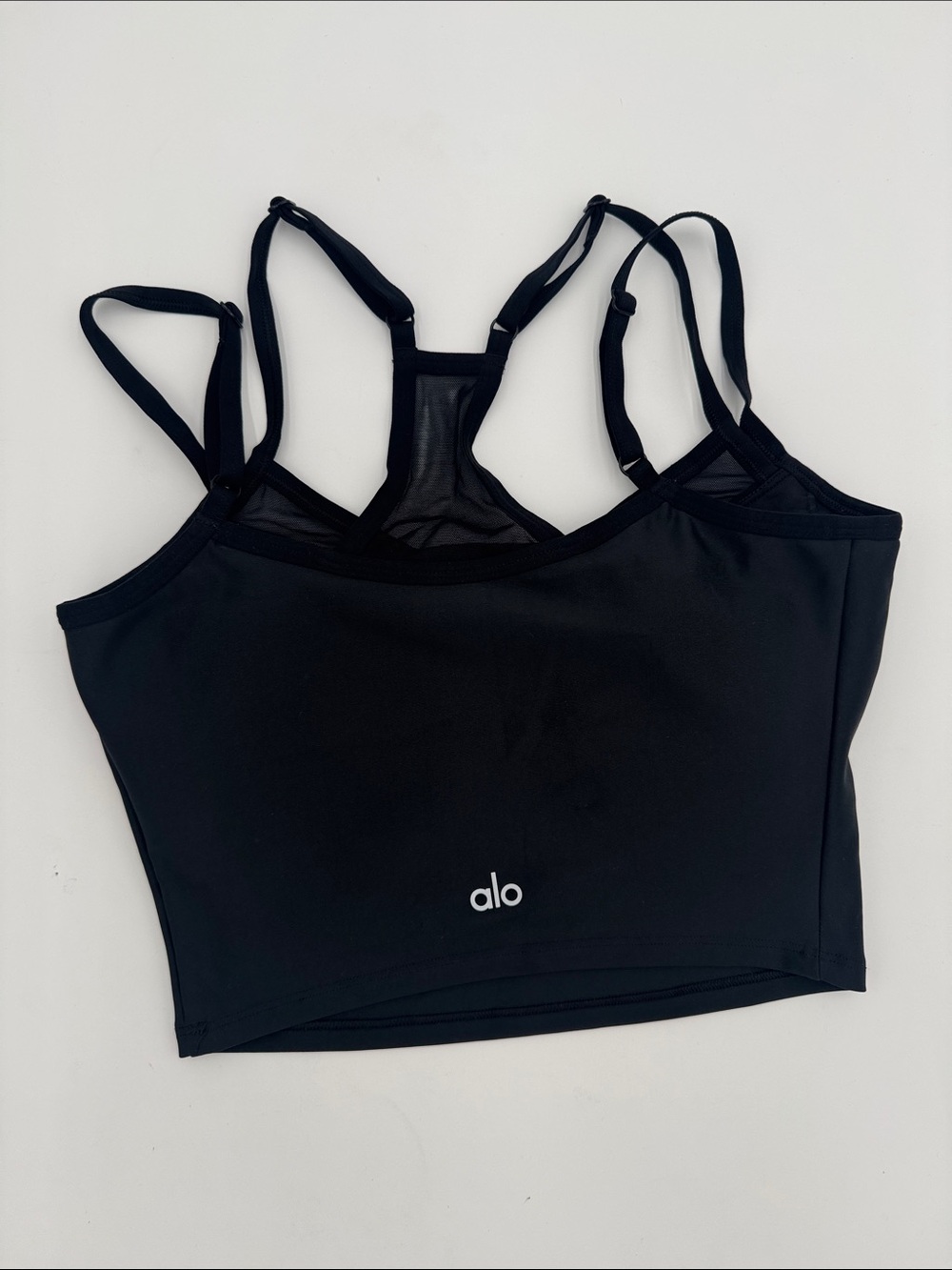 ALO Yoga Black Strappy Mesh-Back Sports Bralette